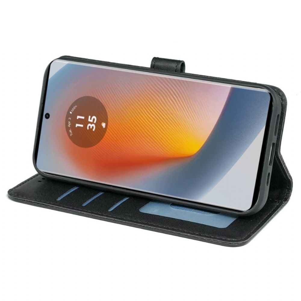 Flip Case Leren Motorola Edge 50 Fusion Kubieke Patroonfries