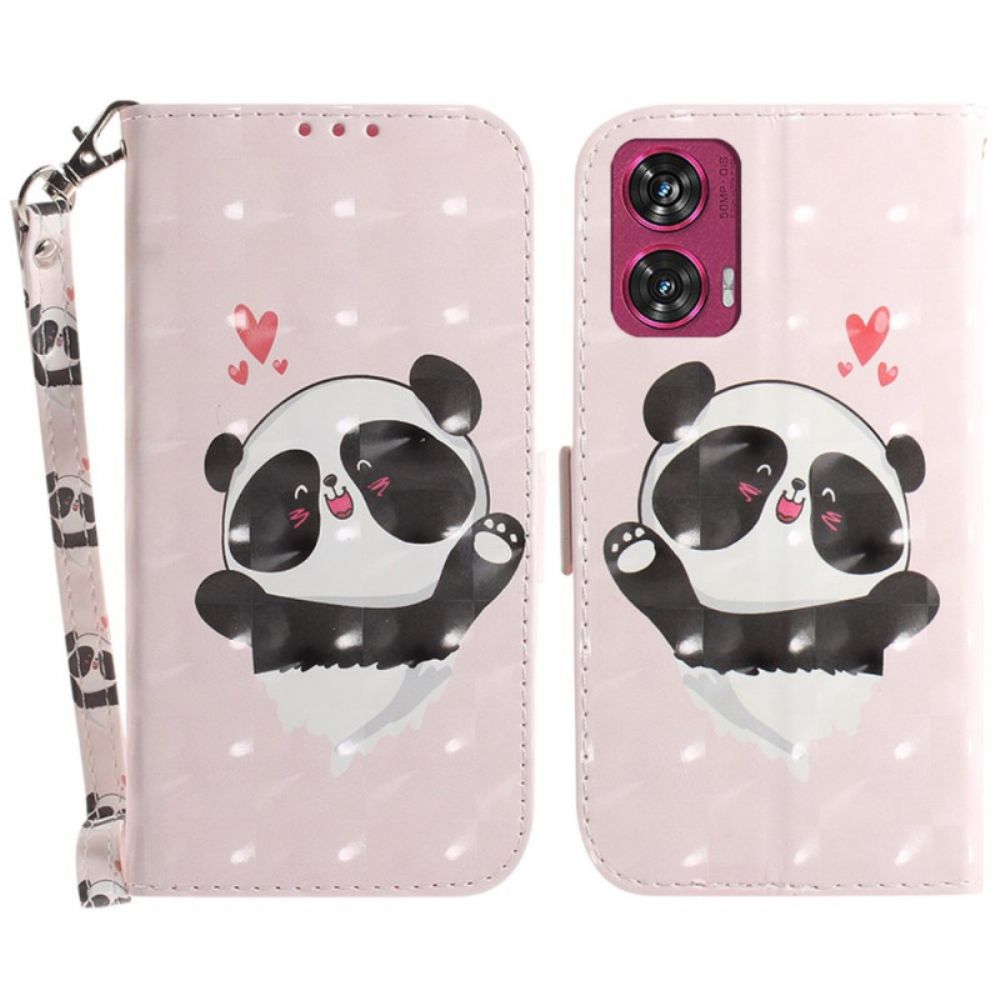 Folio-hoesje Motorola Edge 50 Fusion Panda Love Met Riem