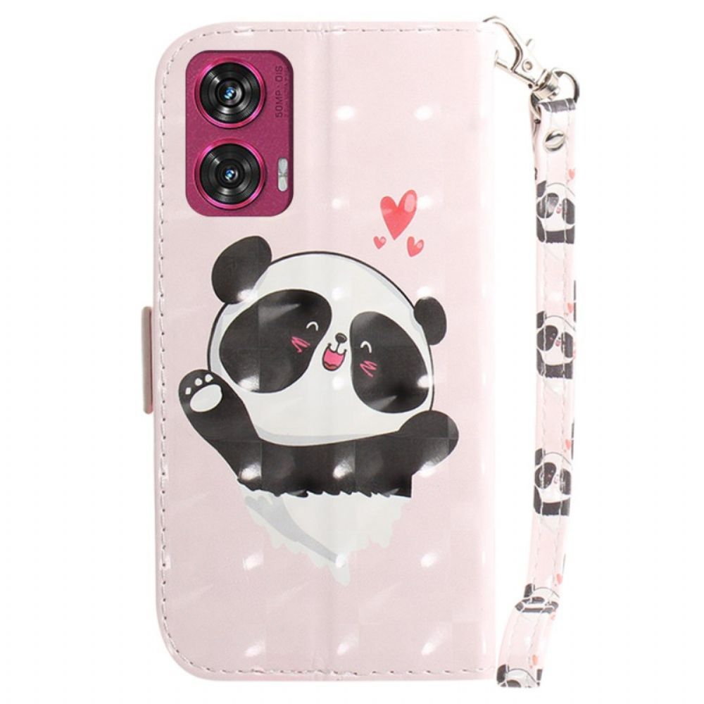 Folio-hoesje Motorola Edge 50 Fusion Panda Love Met Riem