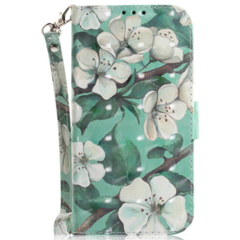 Folio-hoesje Motorola Edge 50 Fusion Telefoonhoesje Aquarelbloemen Met Riempje