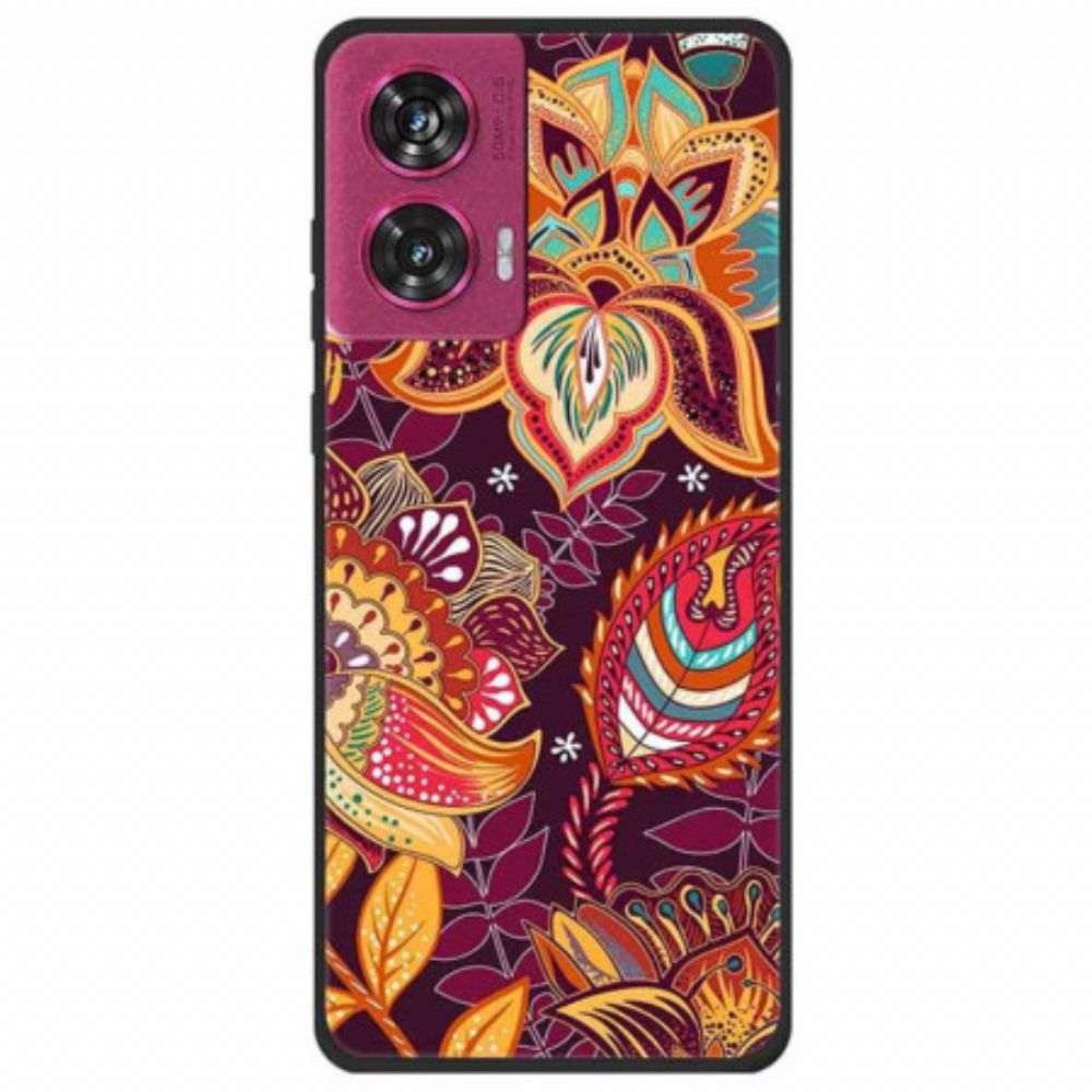 Hoesje Motorola Edge 50 Fusion Gouden Bloemen Van Cercis