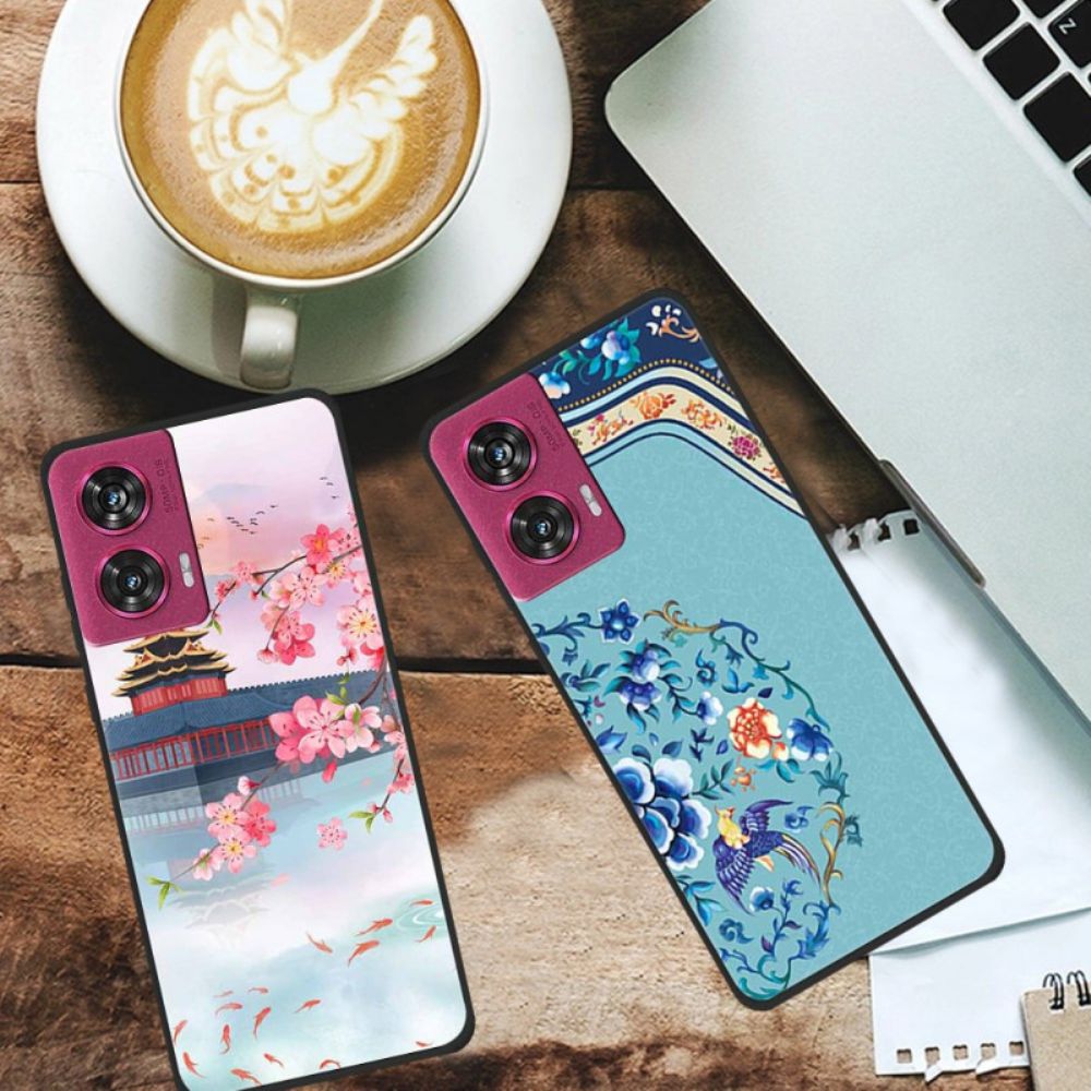 Hoesje Motorola Edge 50 Fusion Kleurrijke Bloemen Bescherming Hoesje