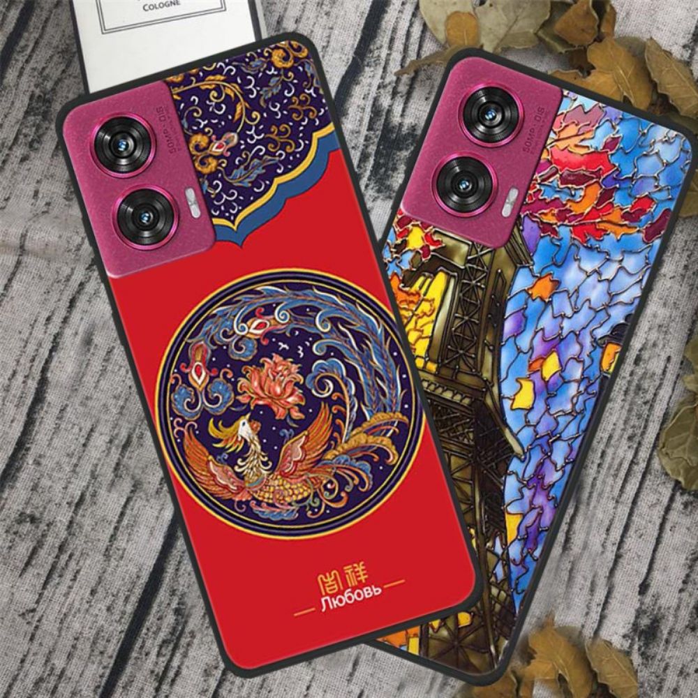 Hoesje Motorola Edge 50 Fusion Kleurrijke Bloemen Bescherming Hoesje