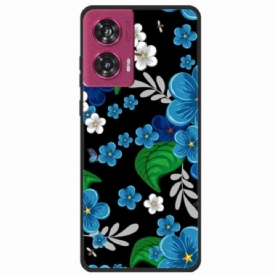 Hoesje Voor Motorola Edge 50 Fusion Blauwe Bloemen