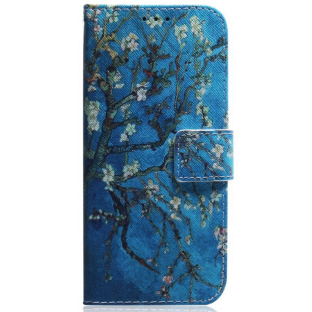 Leren Hoesje Motorola Edge 50 Fusion Abrikozenbloemen Bescherming Hoesje