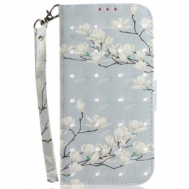 Leren Hoesje Motorola Edge 50 Fusion Band Magnolia's Bescherming Hoesje