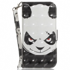 Leren Hoesje Motorola Edge 50 Fusion Boze Panda Met Riem