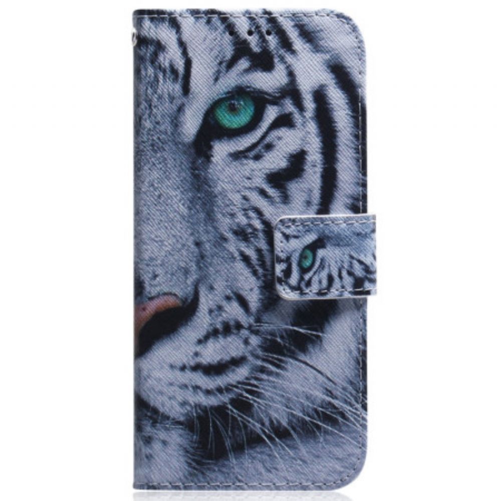 Flip Case Leren Honor 200 Witte Tijger