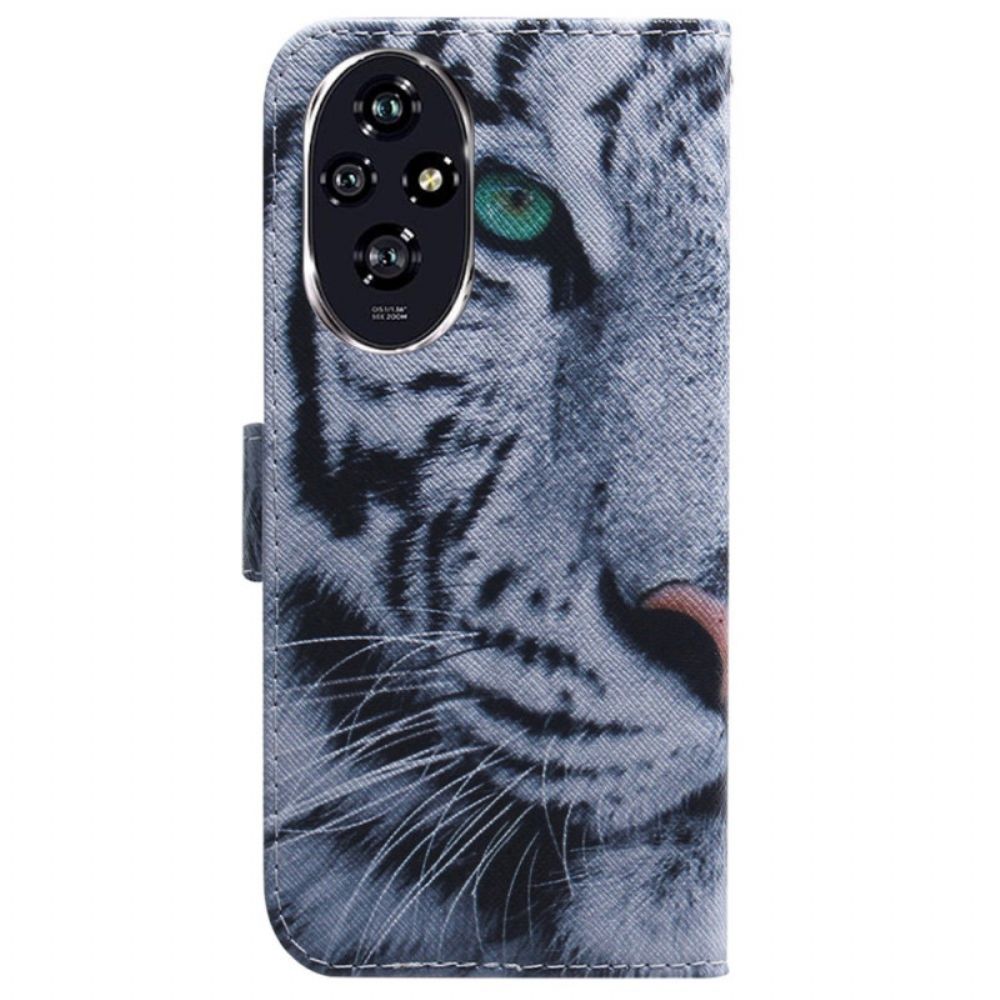 Flip Case Leren Honor 200 Witte Tijger