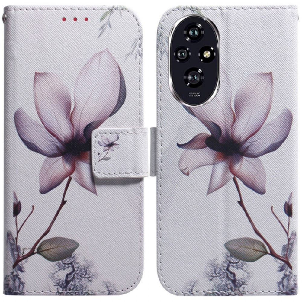 Leren Hoesje Honor 200 Roze Bloem