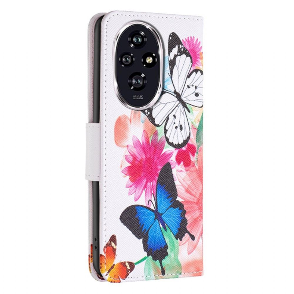 Leren Hoesje Honor 200 Twee Vlinders Bescherming Hoesje