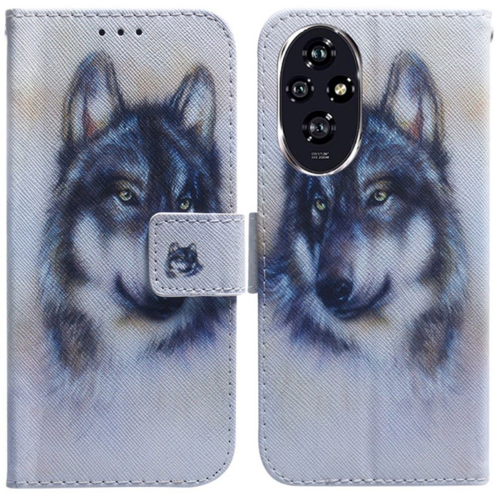 Leren Hoesje Honor 200 Wolvenaquarel Bescherming Hoesje