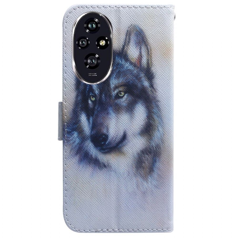 Leren Hoesje Honor 200 Wolvenaquarel Bescherming Hoesje