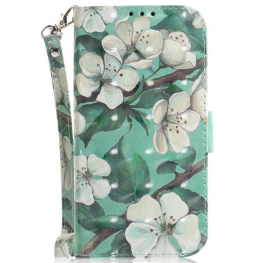 Leren Hoesje Voor Honor 200 Aquarelbloemen Met Riem