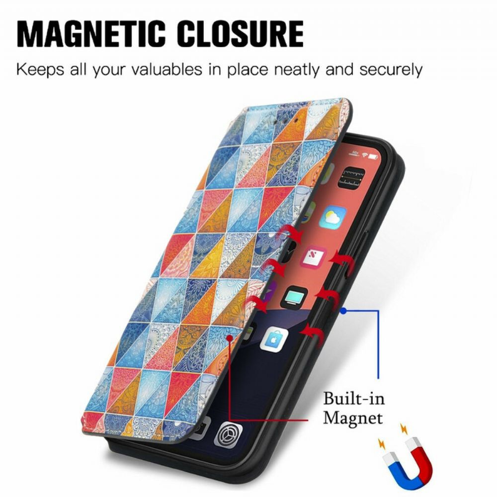 Bescherming Hoesje voor iPhone 13 Folio-hoesje Artistieke Rfid