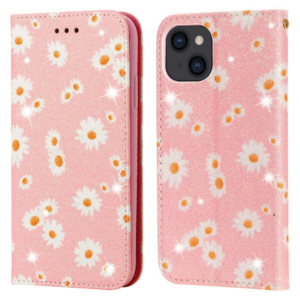 Bescherming Hoesje voor iPhone 13 Folio-hoesje Kunstleer Madeliefjes