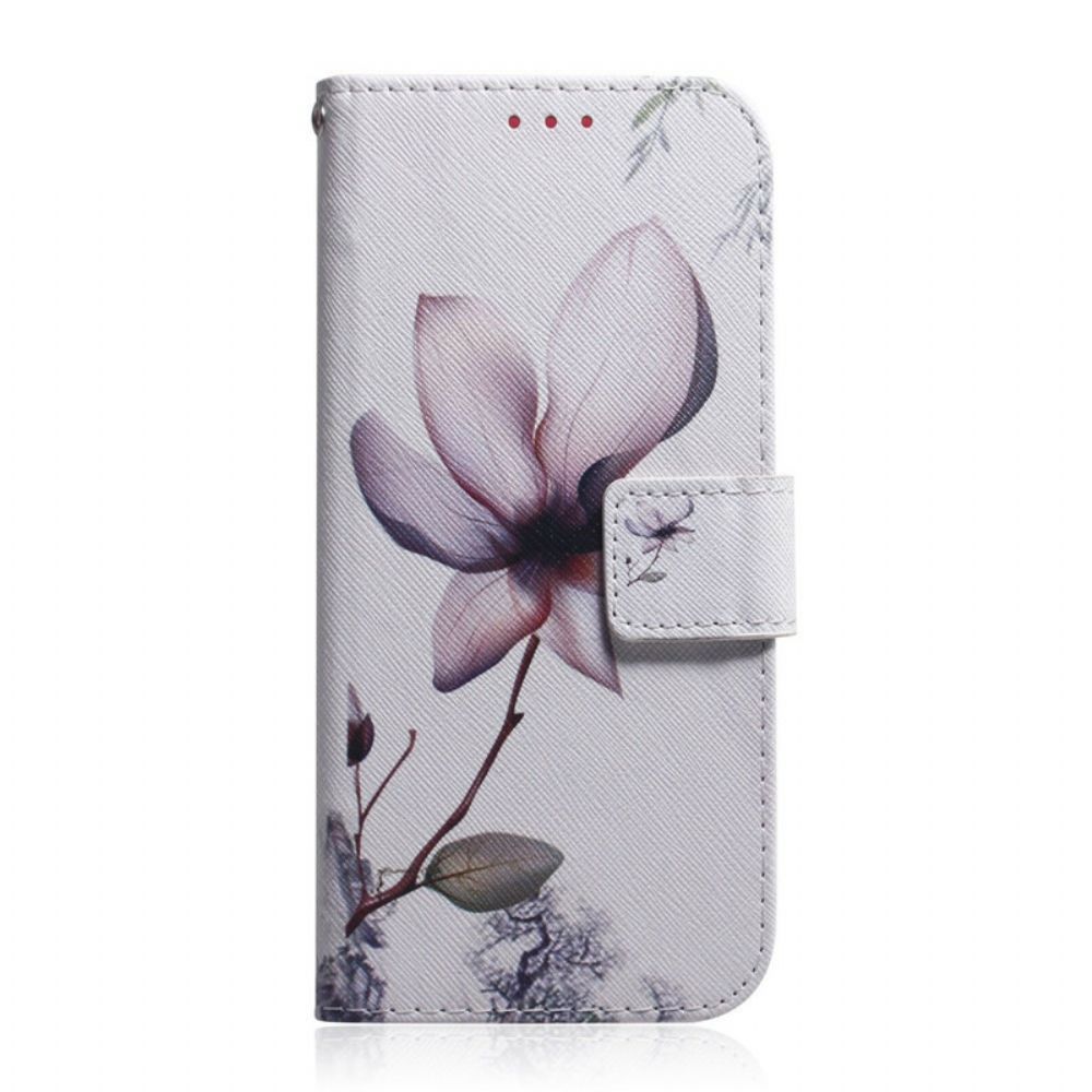 Flip Case voor iPhone 13 Oude Roze Bloem