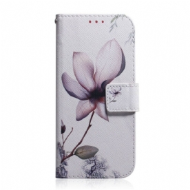 Flip Case voor iPhone 13 Oude Roze Bloem