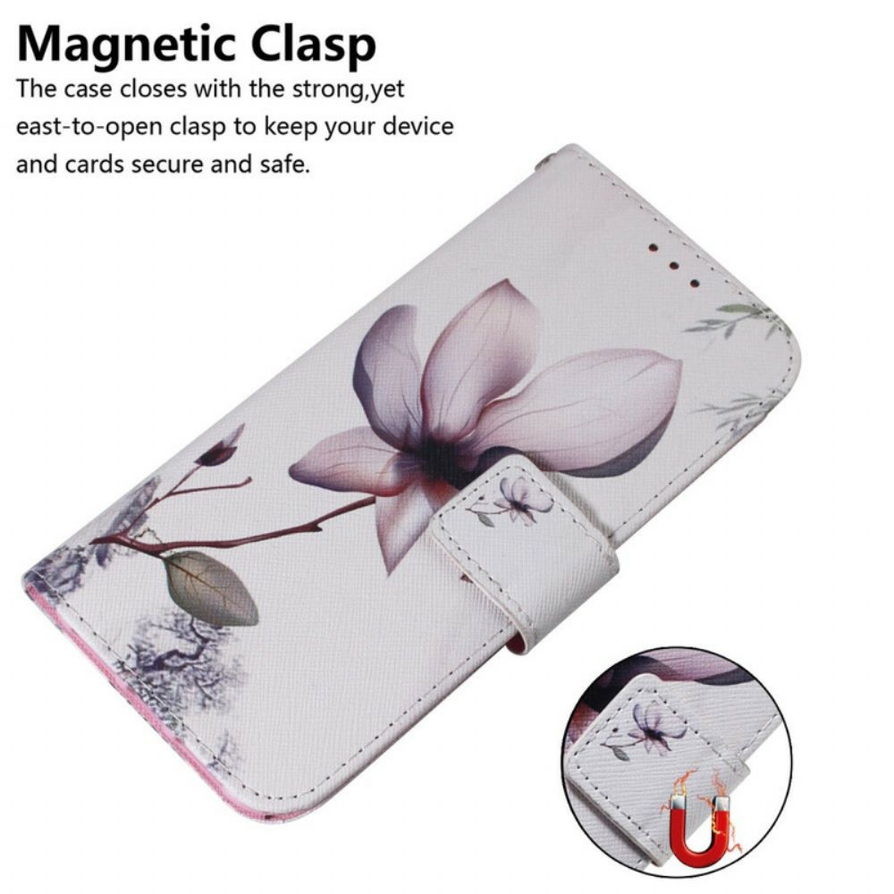 Flip Case voor iPhone 13 Oude Roze Bloem