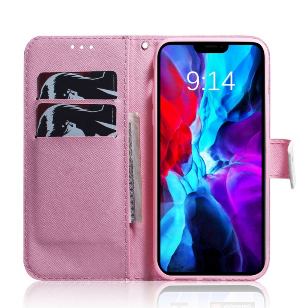 Flip Case voor iPhone 13 Oude Roze Bloem