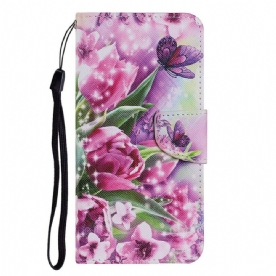 Flip Case voor iPhone 13 Vlinders En Tulpen