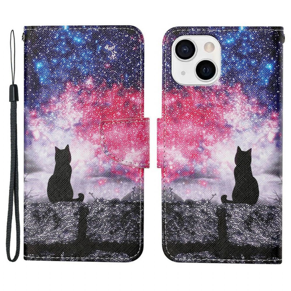 Folio-hoesje voor iPhone 13 Dakraam Kat