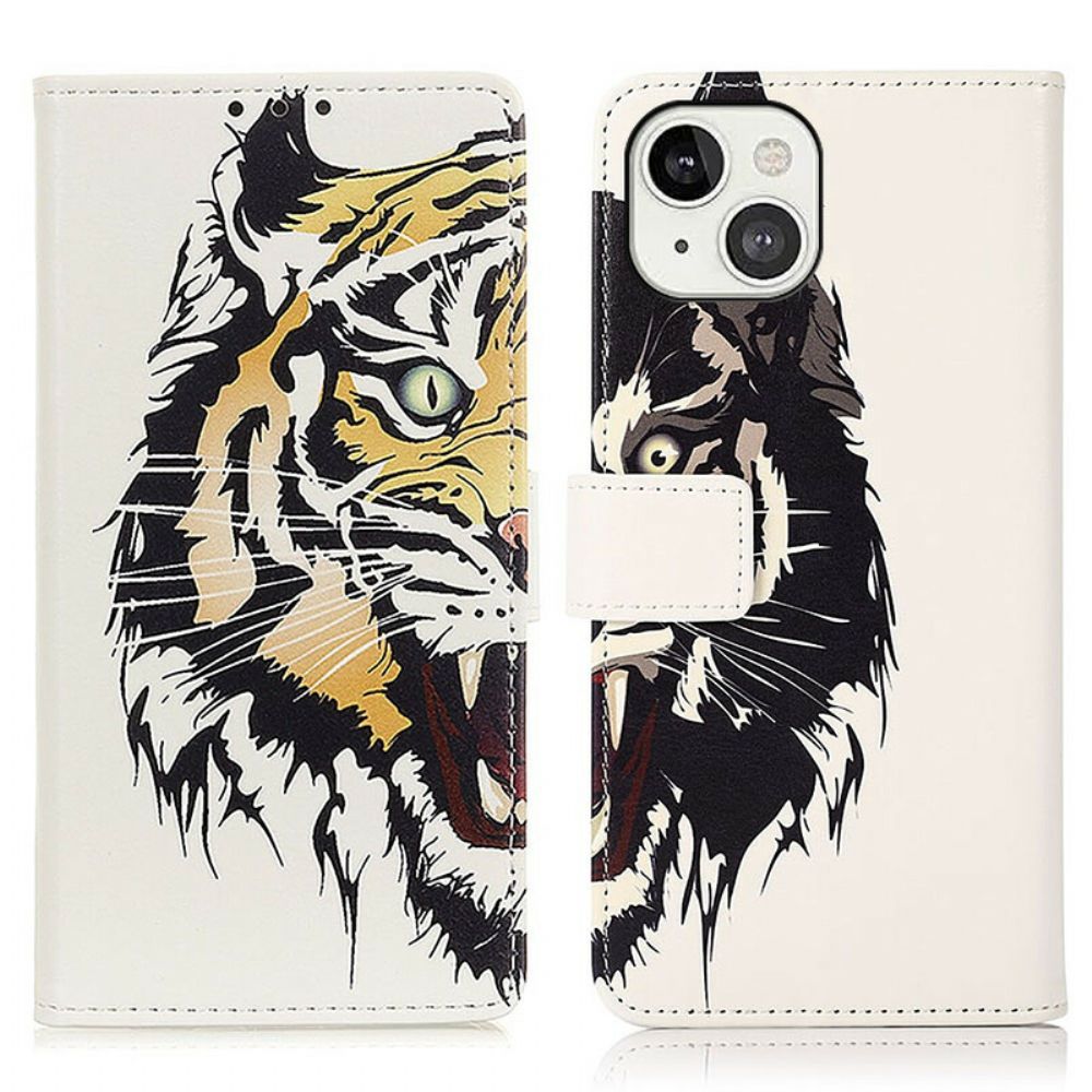 Folio-hoesje voor iPhone 13 Felle Tijger