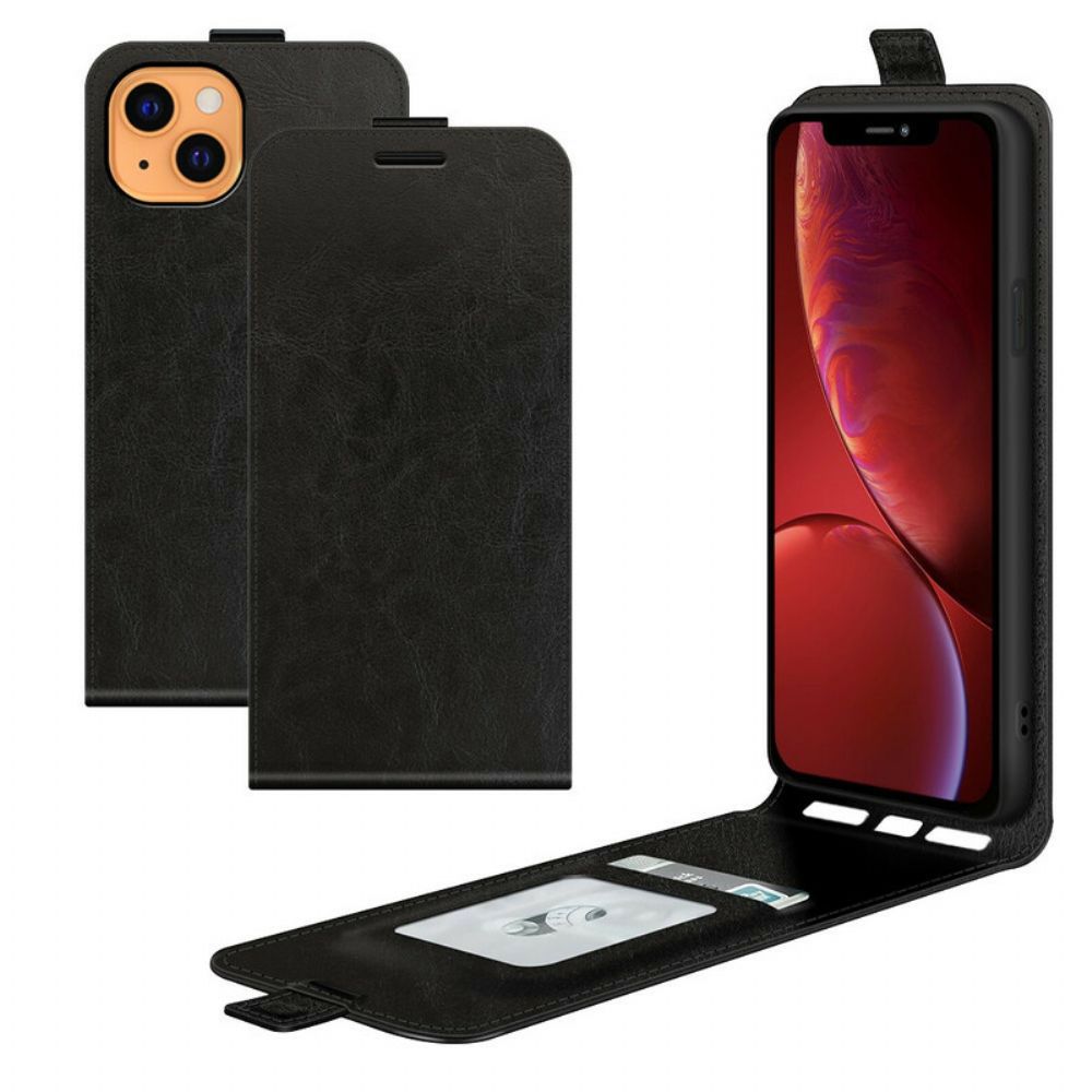 Folio-hoesje voor iPhone 13 Flip Case Verticale Flap Leereffect