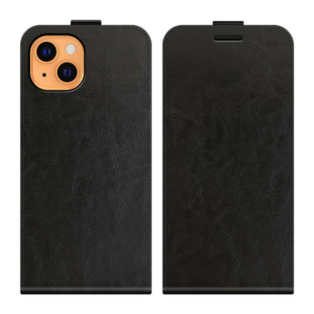 Folio-hoesje voor iPhone 13 Flip Case Verticale Flap Leereffect