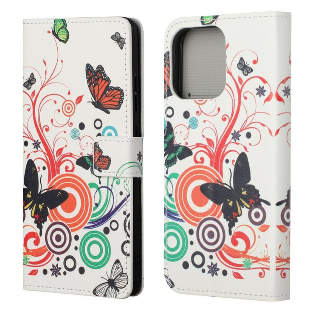 Folio-hoesje voor iPhone 13 Krankzinnige Vlinders