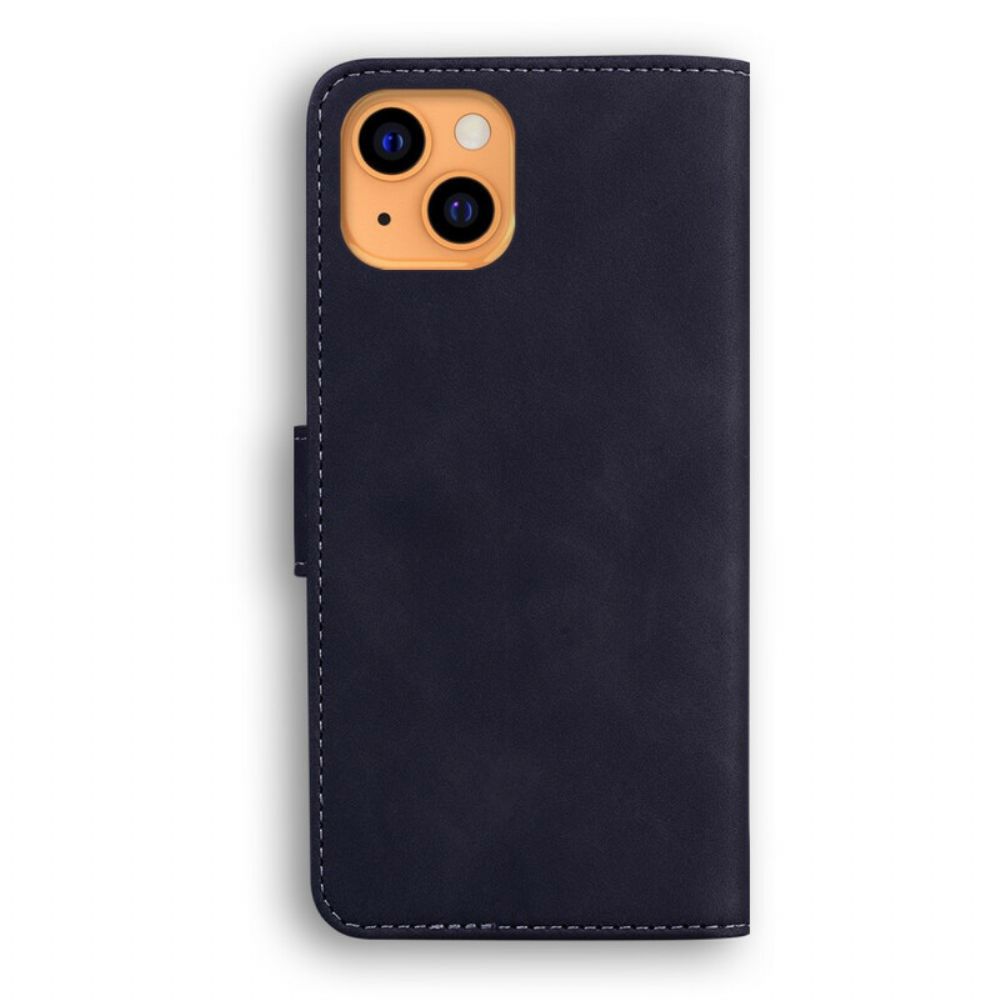 Folio-hoesje voor iPhone 13 Leerstijl Naaien