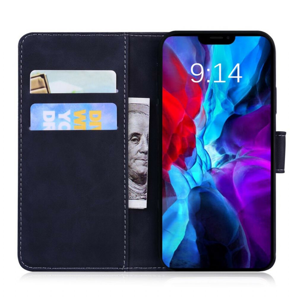 Folio-hoesje voor iPhone 13 Leerstijl Naaien