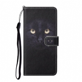 Folio-hoesje voor iPhone 13 Met Ketting Gebonden Zwarte Kattenogen