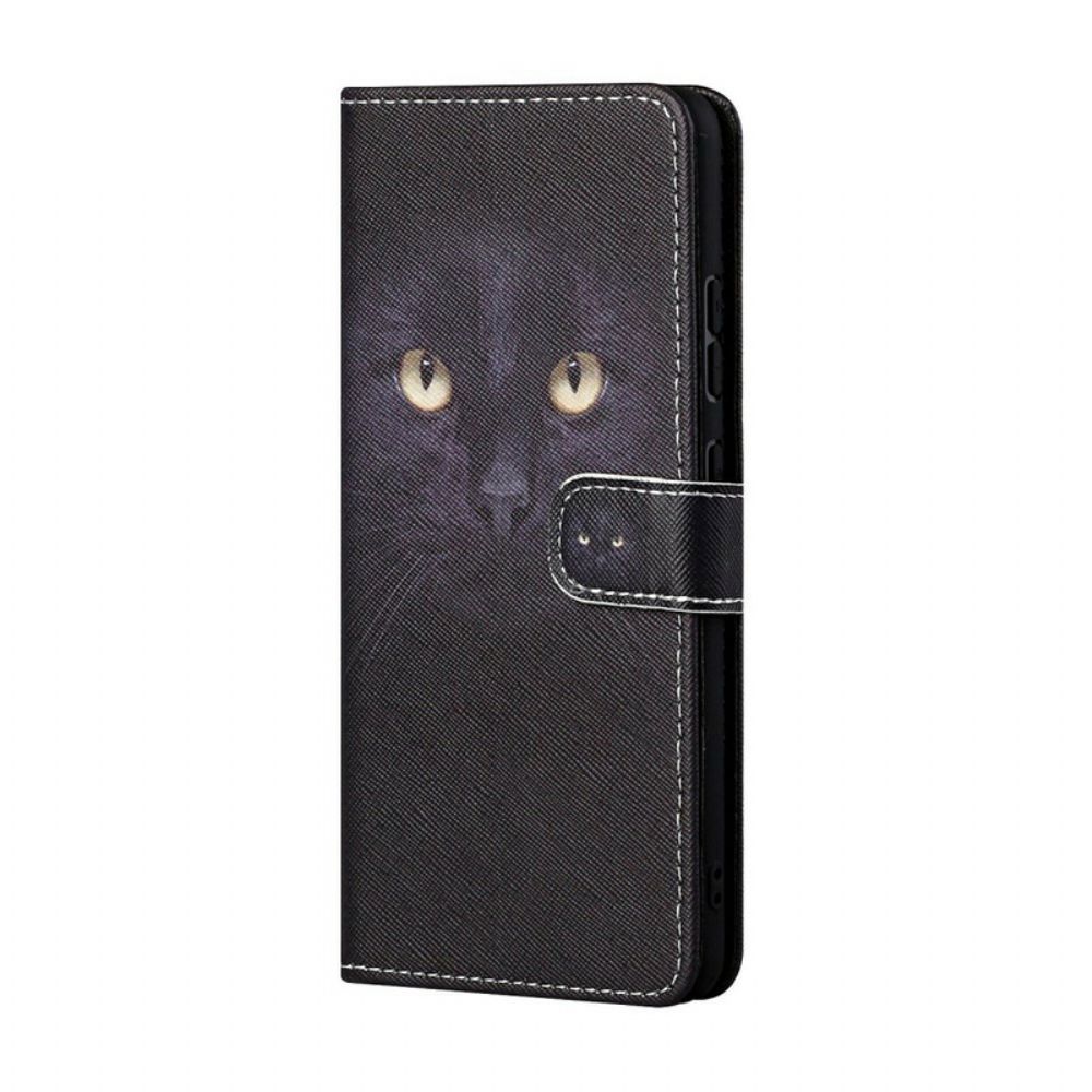 Folio-hoesje voor iPhone 13 Met Ketting Gebonden Zwarte Kattenogen