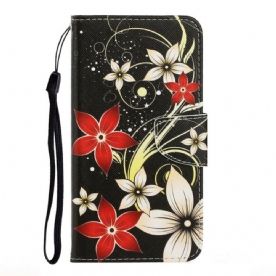 Folio-hoesje voor iPhone 13 Met Ketting Kleurrijke Bandbloemen