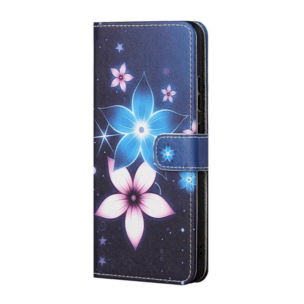 Folio-hoesje voor iPhone 13 Met Ketting Maanband Bloemen