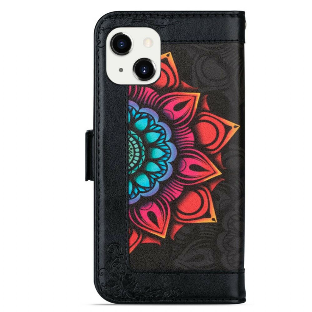 Folio-hoesje voor iPhone 13 Met Ketting Mandala Band Decoratie