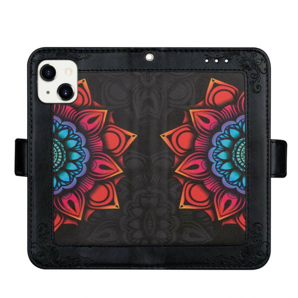 Folio-hoesje voor iPhone 13 Met Ketting Mandala Band Decoratie