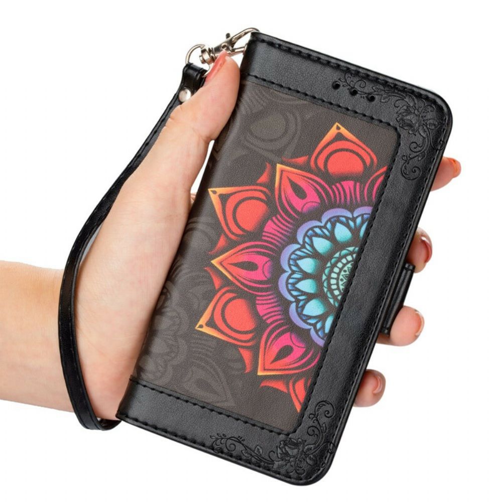 Folio-hoesje voor iPhone 13 Met Ketting Mandala Band Decoratie