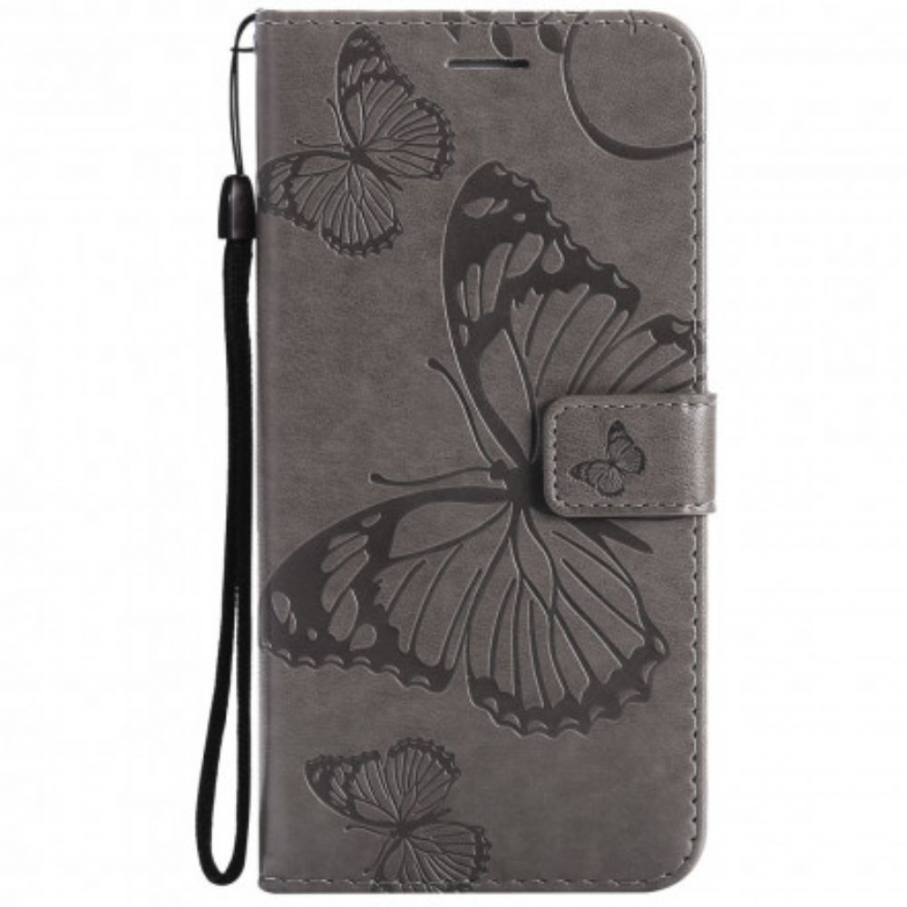 Folio-hoesje voor iPhone 13 Met Ketting Reuzenvlinders Met Bandjes