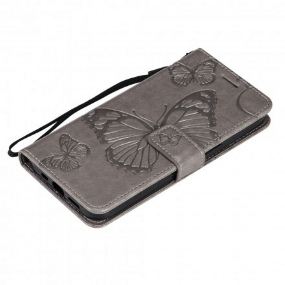 Folio-hoesje voor iPhone 13 Met Ketting Reuzenvlinders Met Bandjes