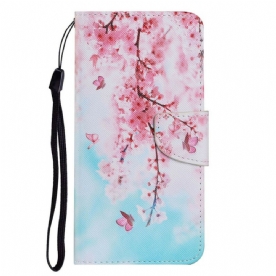 Folio-hoesje voor iPhone 13 Met Ketting Rode Ledematen Met Riem