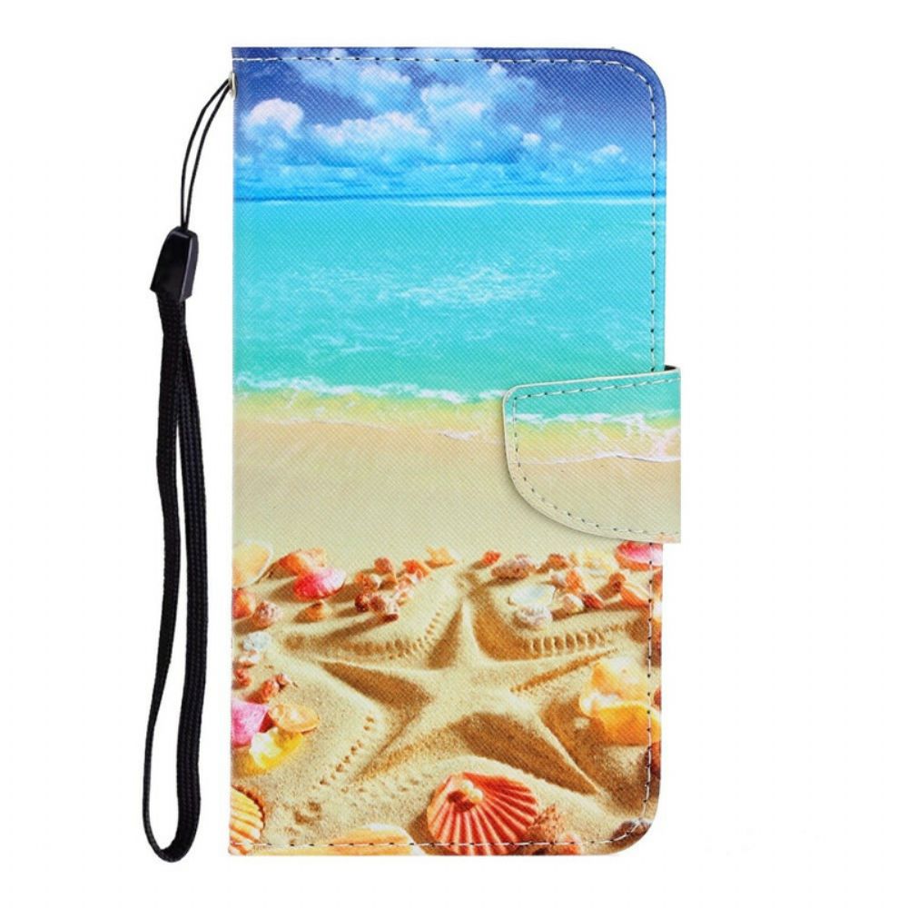 Folio-hoesje voor iPhone 13 Met Ketting Strandstrand