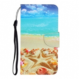 Folio-hoesje voor iPhone 13 Met Ketting Strandstrand