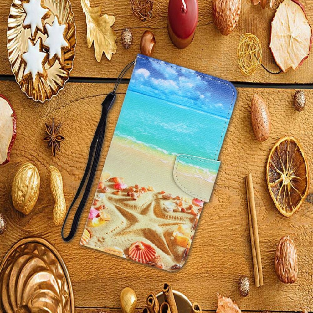 Folio-hoesje voor iPhone 13 Met Ketting Strandstrand