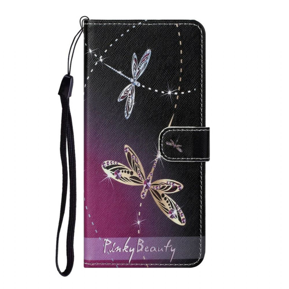 Folio-hoesje voor iPhone 13 Met Ketting Thong Libellen