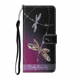 Folio-hoesje voor iPhone 13 Met Ketting Thong Libellen