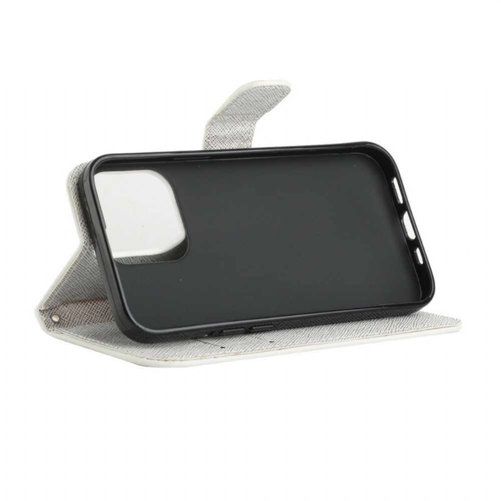 Folio-hoesje voor iPhone 13 Met Ketting Thong Libellen