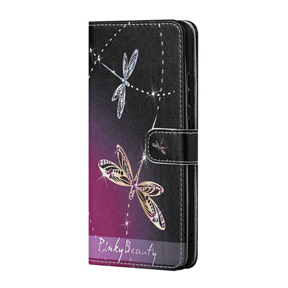 Folio-hoesje voor iPhone 13 Met Ketting Thong Libellen