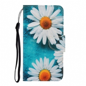 Folio-hoesje voor iPhone 13 Met Ketting Thong Madeliefjes